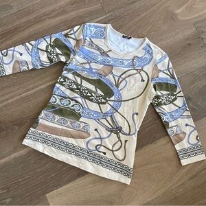 J. McLaughlin Catalina Nautical Rope Print 3/4 Sleeve Top